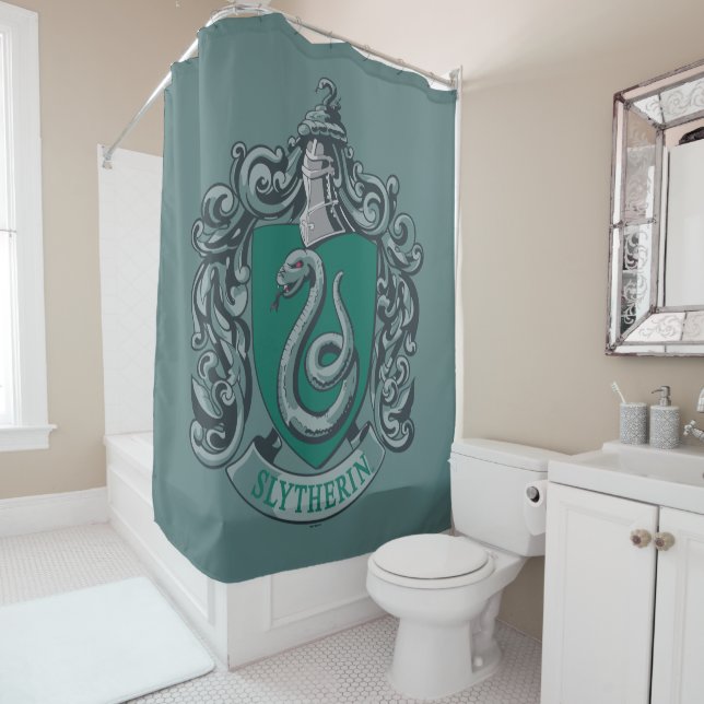Harry Potter | Slytherin Crest Green Shower Curtain (In Situ)