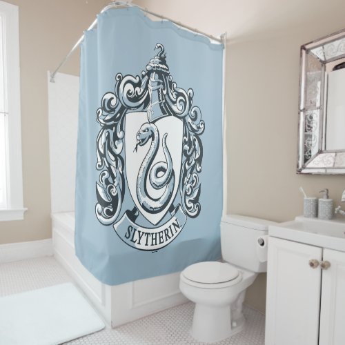 Harry Potter  Slytherin Crest _ Ice Blue Shower Curtain
