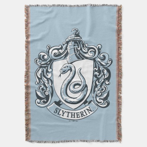 Harry Potter  Slytherin Crest _ Ice Blue Throw Blanket