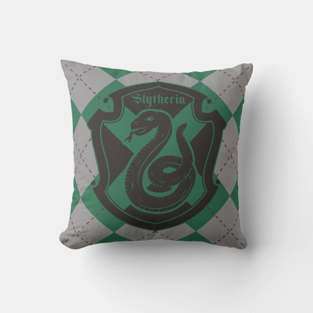 Harry Potter | Slytherin House Pride Crest Throw Pillow (Front)