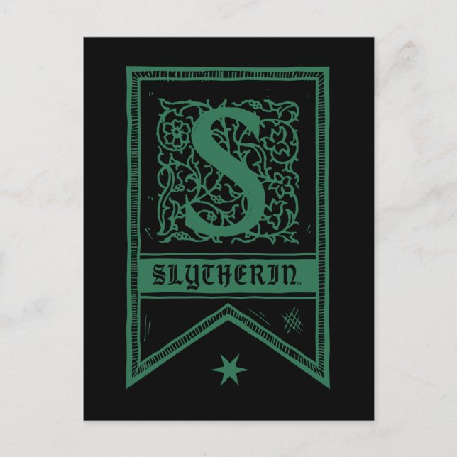 Harry Potter | Slytherin Monogram Banner Postcard (Front)