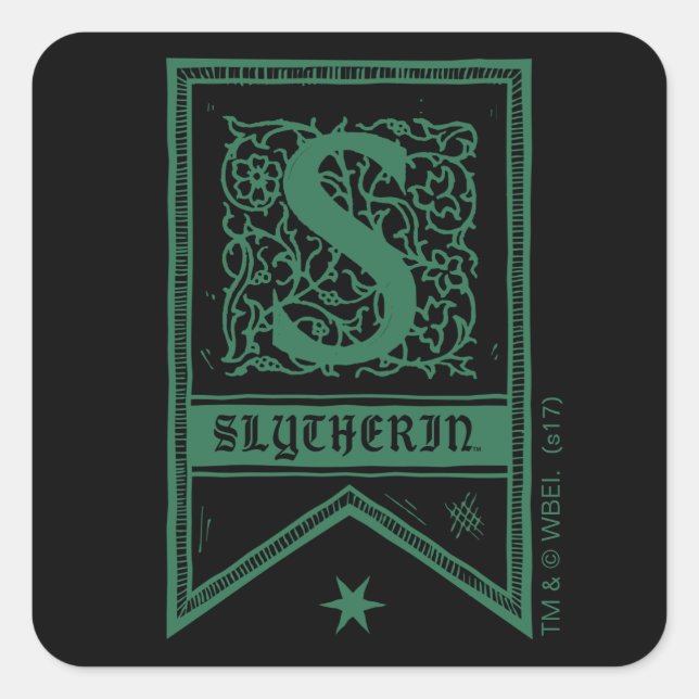 Harry Potter | Slytherin Monogram Banner Square Sticker (Front)