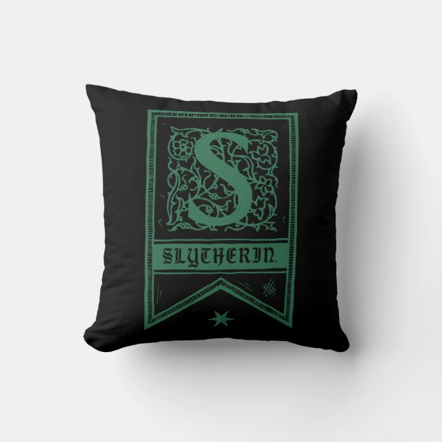 Harry Potter | Slytherin Monogram Banner Throw Pillow (Front)