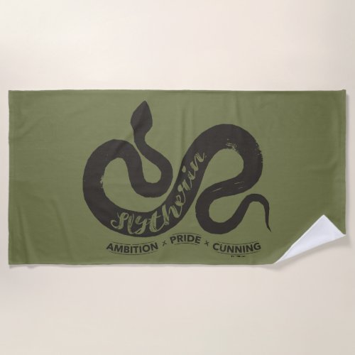 Harry Potter  SLYTHERIN Silhouette Typography Beach Towel