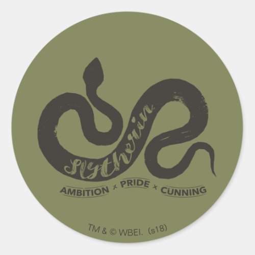 Harry Potter  SLYTHERIN Silhouette Typography Classic Round Sticker