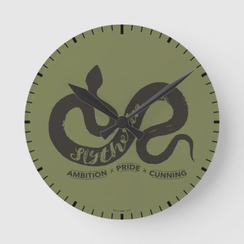 Harry Potter  SLYTHERIN Silhouette Typography Round Clock