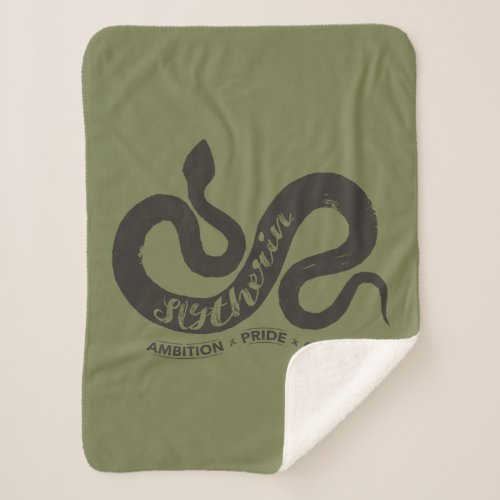 Harry Potter  SLYTHERIN Silhouette Typography Sherpa Blanket