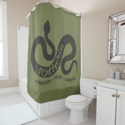 Harry Potter  SLYTHERIN Silhouette Typography Shower Curtain