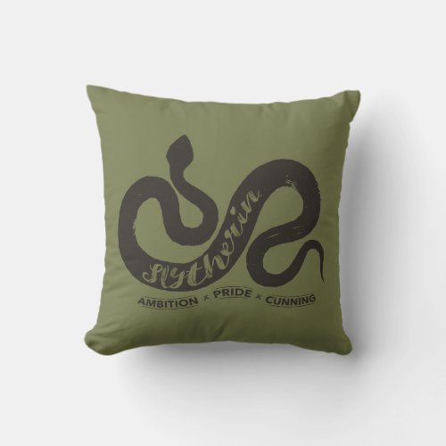 Harry Potter  SLYTHERIN Silhouette Typography Throw Pillow