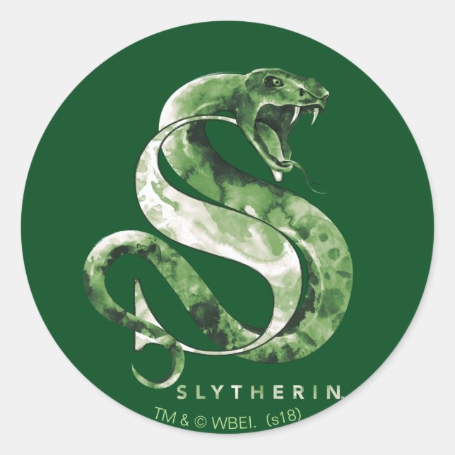 Harry Potter | SLYTHERIN™ Snake Watercolor Classic Round Sticker (Front)