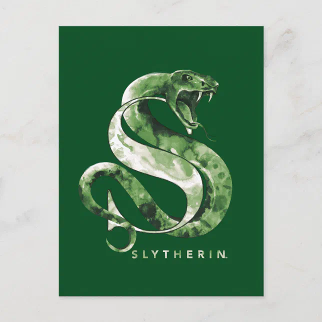 Harry Potter | SLYTHERIN™ Snake Watercolor Postcard | Zazzle