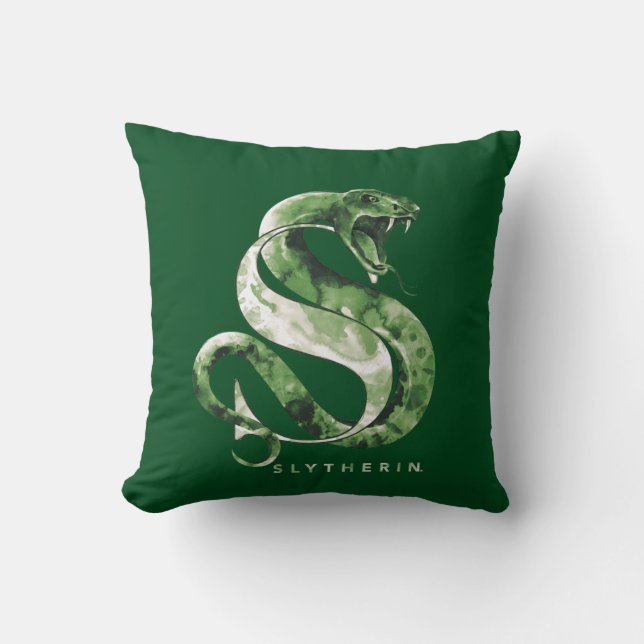 Harry Potter | SLYTHERIN™ Snake Watercolor Throw Pillow (Front)