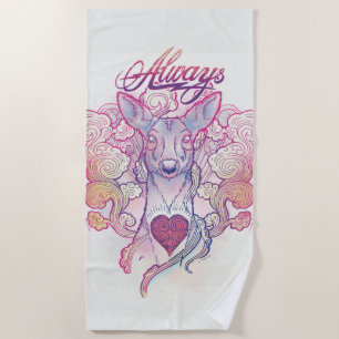 Harry Potter Spell "Always" Doe Patronus Beach Towel