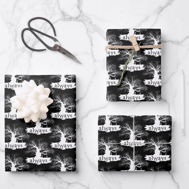 Harry Potter Spell | Always Quote Silhouette Wrapping Paper Sheets (Front)