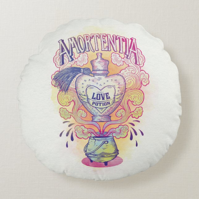 Harry Potter Spell | Amortentia Love Potion Bottle Round Pillow (Front)