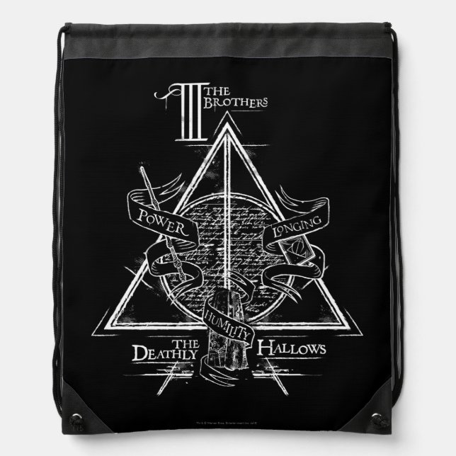 Harry Potter Spell | DEATHLY HALLOWS Graphic Drawstring Bag (Front)