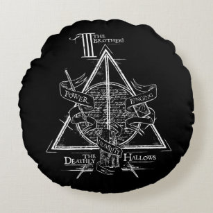 Harry Potter Spell   DEATHLY HALLOWS Graphic Round Pillow
