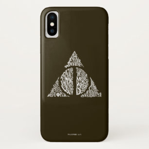 Harry Potter Spell DEATHLY HALLOWS Typography Gr iPhone X Case