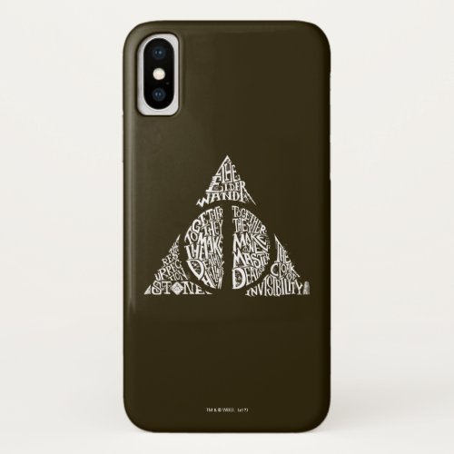 Harry Potter Spell  DEATHLY HALLOWS Typography Gr iPhone X Case
