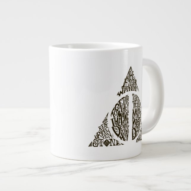 Harry Potter Spell | DEATHLY HALLOWS Typography Gr Giant Coffee Mug (Front Right)
