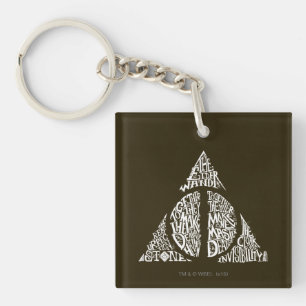 Harry Potter Spell DEATHLY HALLOWS Typography Gr Keychain