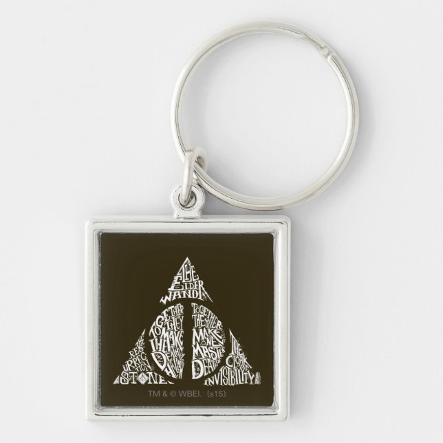 Harry Potter Spell | DEATHLY HALLOWS Typography Gr Keychain (Front)