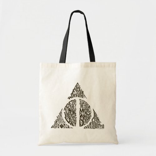 Harry Potter Spell  DEATHLY HALLOWS Typography Gr Tote Bag