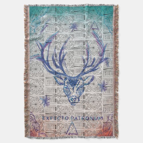 Harry Potter Spell  EXPECTO PATRONUMâStag Sketch Throw Blanket