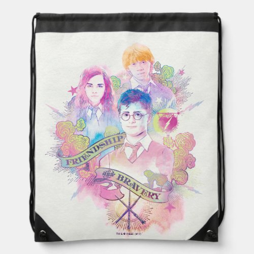 Harry Potter Spell  Harry Hermione  Ron Waterc Drawstring Bag