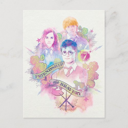 Harry Potter Spell  Harry Hermione  Ron Waterc Postcard