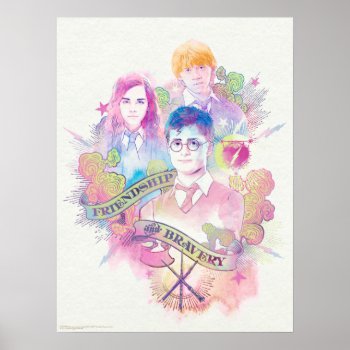 Harry Potter Spell | Harry  Hermione  & Ron Waterc Poster by harrypotter at Zazzle