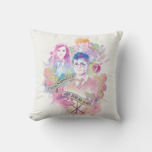 Harry Potter Spell  Harry Hermione  Ron Waterc Throw Pillow