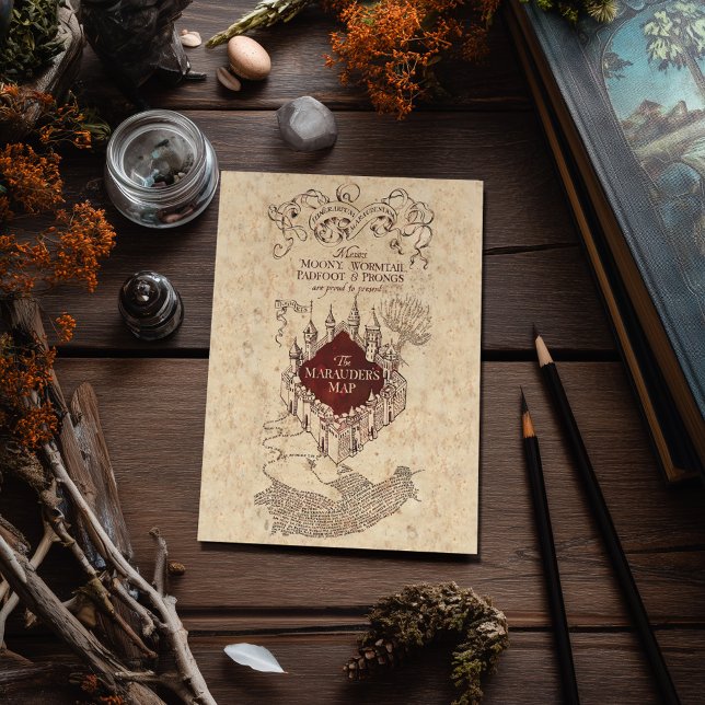 Harry Potter Spell | Marauder's Map Postcard (Postcard on simulated table)