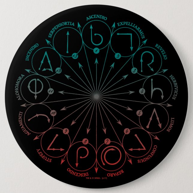Harry Potter Spell | Wand Instruction Chart Button (Front)