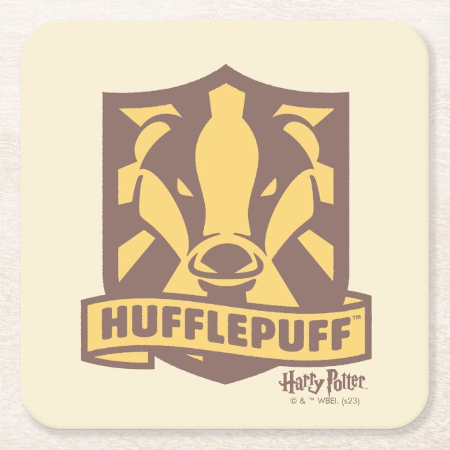 HARRY POTTER™ | Summer Magic HUFFLEPUFF™ Crest Square Paper Coaster (Front)