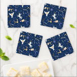 HARRY POTTER™ Summer Solstice Icon Pattern Coaster Set<br><div class="desc">Dive into a starry night of wizarding wonder with this enchanting magical icons pattern. Set against a deep midnight-blue background, this all-over print features a delightful mix of floating letters, golden snitches, wands, glasses, constellations, moons, lightning bolts, unicorns, and soaring owls. The celestial details and scattered sparkles create a dreamy,...</div>