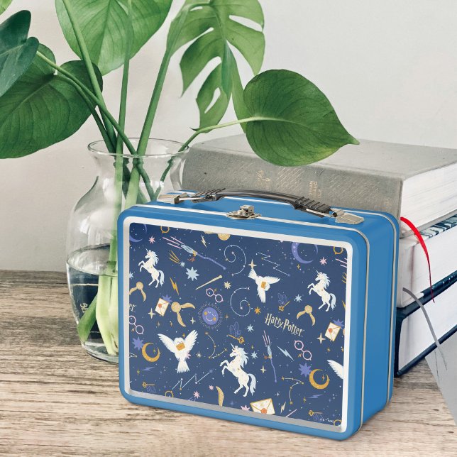 HARRY POTTER™ Summer Solstice Icon Pattern Metal Lunch Box (Lunch box on table)