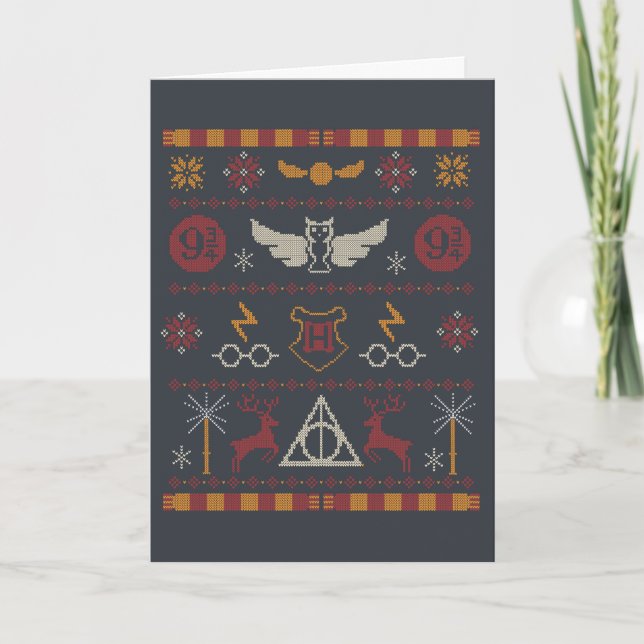 HARRY POTTER™ Themed Cross-Stitch Pattern Holiday Card (Front)