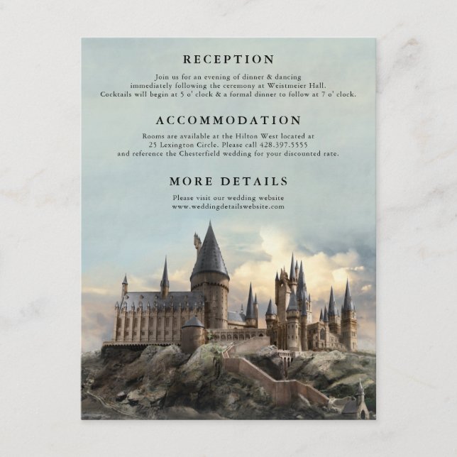 Harry Potter Wedding | Hogwarts Castle Details Enclosure Card (Front)