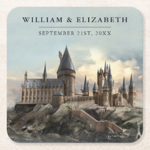 Harry Potter Wedding   Hogwarts Castle Square Paper Coaster