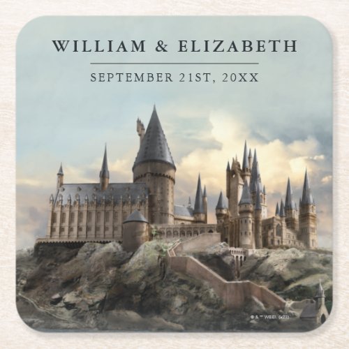 Harry Potter Wedding  Hogwarts Castle Square Paper Coaster