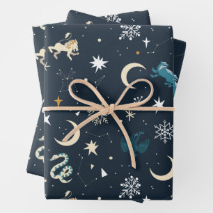 Harry Potter   Winter Constellation Pattern Wrapping Paper Sheets