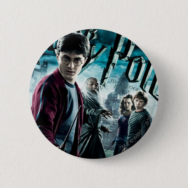 Harry Potter With Dumbledore Ron and Hermione 1 Pinback Button (Front)