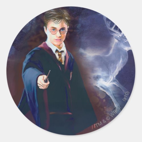 Harry Potters Stag Patronus Classic Round Sticker