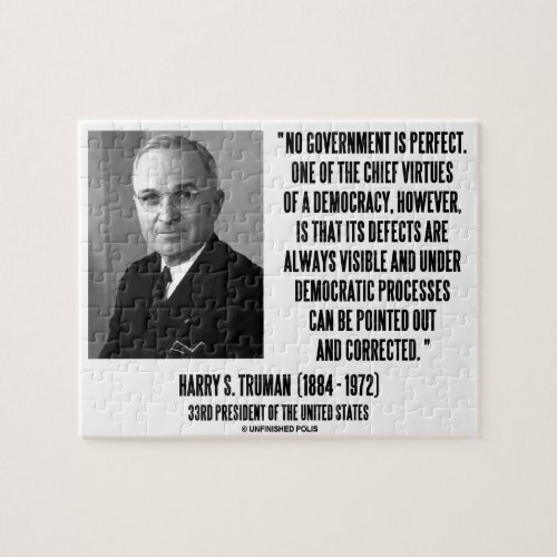 Harry S Truman No Govt Is Perfect Democracy Jigsaw Puzzle