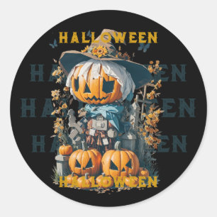 Harry, the Halloween Scarecrow Classic Round Sticker