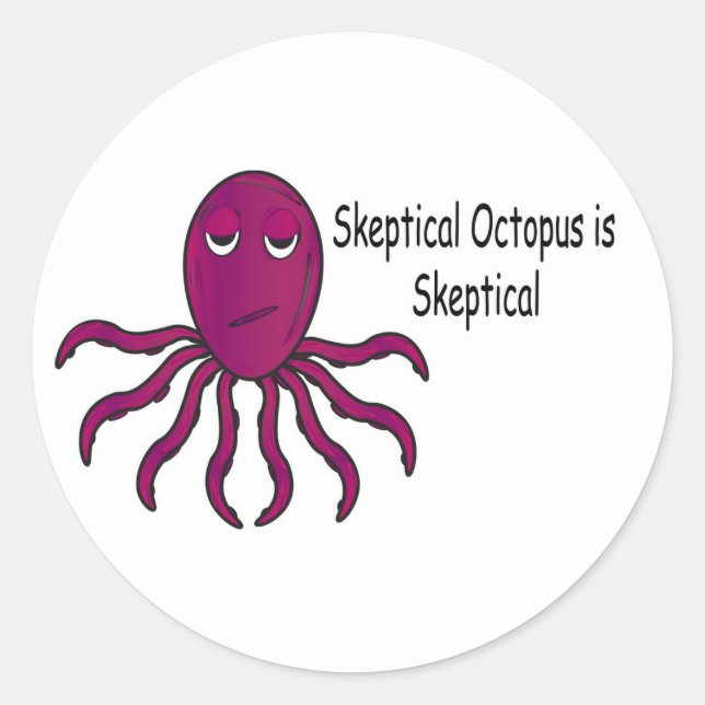 Harry the Skeptical Octopus Classic Round Sticker (Front)
