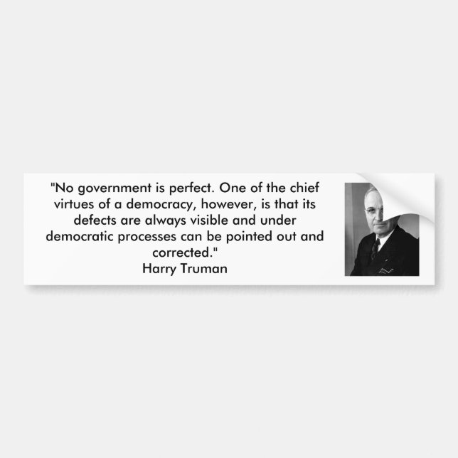 Harry Truman - Democracy Bumper Sticker (Front)