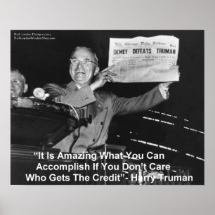 Harry Truman Holding Newspaper “Dewey Loves Truman Poster
