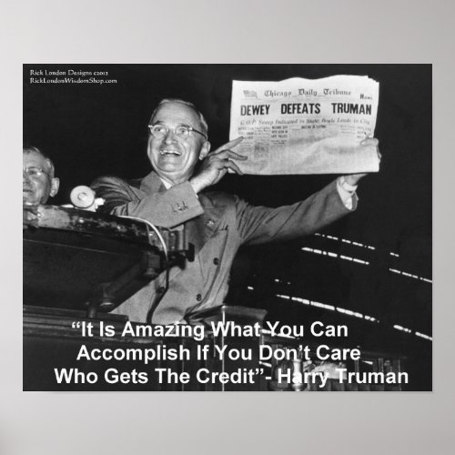 Harry Truman Holding Newspaper Dewey Loves Truman Poster